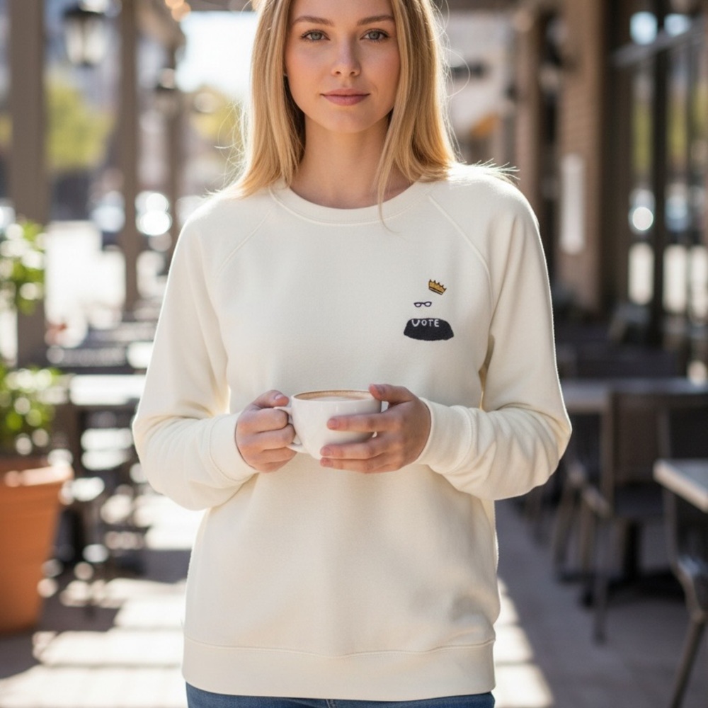 Old Navy Women's Ivory Crew Neck Sweater
